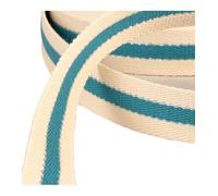 MYMERCERIE Bobine 20m Sangle 3 Bandes Fil métal Coton 30mm Bleu Canard