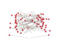 MYMERCERIE Boîte de 100 épingles tête Verre Couleur 38mm Rouge