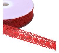 MYMERCERIE Dentelle Coton Entre Deux Tortue 23mm Rouge au mètre