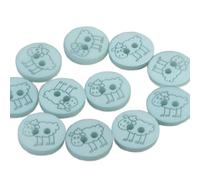 MYMERCERIE Lot de 3 Boutons 2 Trous Mouton 15mm Bleu Layette