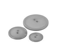 MYMERCERIE Lot de 6 Boutons Ronds 2 Trous Classique Gris - Taille 20mm