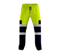 mymixtrendz Pantalon de jogging haute visibilité bicolore pour homme avec bande réfléchissante et ourlet ouvert, Jaune marine, L