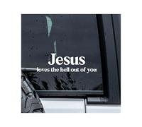 MYMKO Autocollant Jesus Loves The Hell Out of You pour fenêtre de voiture, 15,2 cm, résistant aux intempéries, pour fenêtre de voiture, camion, pare-chocs, autocollants de voiture et décalcomanies