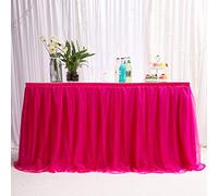 MYMM 14ft / 426cm Rouge Jupe de Table, Gaze de Bureau en Tulle Romantique, décoration de Table, Nappe de Tutu Flocon de Neige au Pays des Merveilles, pour Shower, Mariage, fête, Bar