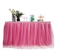 MYMM 3ft / 90cm Rose Jupe de Table, Gaze de Bureau en Tulle Romantique, décoration de Table, Nappe de Tutu Flocon de Neige au Pays des Merveilles, pour Shower, Mariage, fête