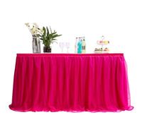 MYMM 6ft / 182cm Rouge Jupe de Table, Gaze de Bureau en Tulle Romantique, décoration de Table, Nappe de Tutu Flocon de Neige au Pays des Merveilles, pour Shower, Mariage, fête