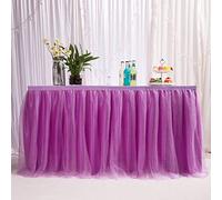 MYMM 6ft / 182cm Violet Jupe de Table, Gaze de Bureau en Tulle Romantique, décoration de Table, Nappe de Tutu Flocon de Neige au Pays des Merveilles, pour Shower, Mariage, fête, Bar