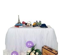MYMM 9ft / 274cm Blanc Jupe de Table, Gaze de Bureau en Tulle Romantique, décoration de Table, Nappe de Tutu Flocon de Neige au Pays des Merveilles, pour Shower, Mariage, fête, Bar