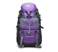 MYMM Sac à dos de randonnée 50L léger étanche sac d'alpinisme sac à dos de sport de plein air Durable alpinisme Camping pêche voyage équitation (Violet)