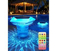 MYMULIKE Lot de 2 distributeurs de Chlore Solaire flottants pour tablettes de Chlore de 8 cm, Grand doseur de Chlore pour Piscine avec éclairage de Piscine, Distributeur de Chlore réglable
