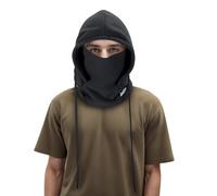 Mymyguoe Cagoule pour homme, femme, homme, coupe-vent, thermique, avec capuche, cache-cou en peluche, pour cyclisme, ski, hiver, chaud, coupe-vent, thermique, écharpe tubulaire, Noir , taille unique