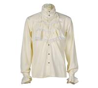 Mymyguoe Chemise à volants médiévale pour homme - Vêtement d'Halloween Renaissance - Vêtement de carnaval - Chemise de poète - Style médiéval - Costume d'Halloween - Col rabattu - Chemise décorative