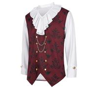 Mymyguoe Chemise victorienne à volants pour homme - Patchwork - Steampunk - Gothique - Style baroque - Coupe droite - Haut à manches longues - Carnaval - Jupe d'armes - Cosplay - Chemise de fête