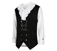 Mymyguoe Chemise victorienne à volants pour homme - Patchwork - Steampunk - Gothique - Style baroque - Coupe droite - Haut à manches longues - Carnaval - Jupe d'armes - Cosplay - Chemise de fête