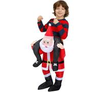 Mymyguoe Costume de Père Noël gonflable pour enfant - Costume de Père Noël gonflable - Déguisement de Père Noël et de bonhomme de neige, rouge, taille unique