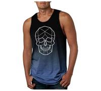 Mymyguoe Débardeur de gym pour homme - Imprimé 3D - Tête de mort - T-shirt de fitness - T-shirt de sport - Bodybuilding - Gym - Maillot de corps à bretelles - Débardeur sans manches - Stretch, bleu