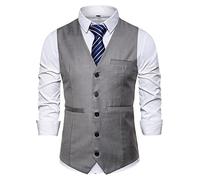Mymyguoe Gilet d'affaires classique pour homme - Col en V léger - Pour banquet, bal de fin d'année, loisirs, business, couleur unie - Gilet de blazer - Gilet de travail tendance - Gilet d'extérieur