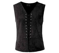 Mymyguoe Gilet de prince arabe pour homme - Tenue de carnaval - Sultan oriental - Gilet pour homme - Style rétro - Cirque - Sans manches - Ouvert sur le devant - Pour Halloween et cosplay, Q1 noir, M