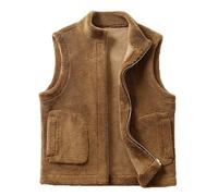Mymyguoe Gilet d'hiver doublé pour homme - Gilet de travail d'hiver - Gilet d'extérieur - Gilet thermique en polaire avec poches - Gilet en laine sans manches - Veste polaire avec fermeture éclair, Q2
