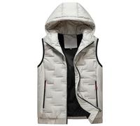 Mymyguoe Gilet matelassé pour homme - Avec capuche - Oversize - Chaud - Gilet de travail - Gilet thermique fin - Coupe ajustée - Gilet d'hiver à capuche - Gilet de sport sans manches - Veste de