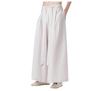 Mymyguoe Hakama Kung Fu Pantalon de yoga d'été pour homme Style japonais Pantalon large Samouraï Pantalon de yoga sarouel Respirant Confortable Pantalon de loisirs Taille élastique Pantalon de maison