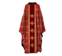 Mymyguoe Klerus Robe de mesure d'église de masse Vestments Robe de coupe de cheveux Cape de coupe pasteur Robe de célébration Costume unisexe Prêtre Célébrant Chasuble Église catholique Père, rouge, L