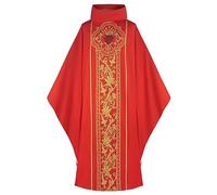 Mymyguoe Klerus Robe de mesure d'église de masse Vestments Robe de coupe de cheveux Cape de coupe pasteur Robe de célébration Costume Unisexe Prêtre Célébrant Chasuble Église catholique Père, Q1 rouge