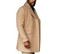 Mymyguoe Manteau en laine pour homme - Manteau d'hiver élégant - Veste en laine - Avec bouton - Veste d'hiver chaude - Coupe ajustée - Trench - Col à revers - Coupe-vent - Manteau chaud pour homme