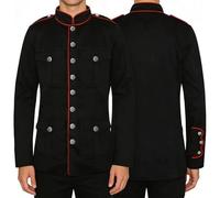 Mymyguoe Manteau Steampunk pour homme Hussar Napoléon Militaire Drumers Parade Veste de batteur militaire Parade Majorette Veste Uniforme Noël Fête Costume de cirque Costume d'acrobatie, Q3 rouge, S