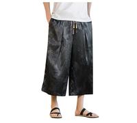 Mymyguoe Pantalon de yoga japonais doux pour hommes en soie glacée Hakama Kung-Fu Pantalon Hakama Kung-Fu en soie glacée pour homme avec ourlet large Wushu Kimono Chinois Pantalon baggy Hip Hop, a