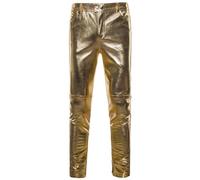 Mymyguoe Pantalon effet mouillé brillant pour homme - Legging hippie brillant - Pantalon hippie vintage des années 70 - Costume de cloches - Pantalon de danse - Pantalon évasé - Carnaval, or, L