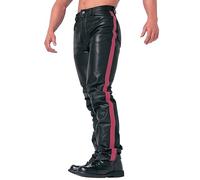Mymyguoe Pantalon effet mouillé brillant pour homme - Pantalon hippie - Pantalon de rocker Western - Pantalon en cuir élastique - Pantalon de motard punk vintage gothique, rouge, L