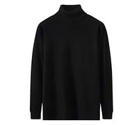 Mymyguoe Pull à col roulé pour homme - Couleur unie - Doux - Pull en tricot baggy douillet - Pull d'hiver chaud - Coupe droite - Manches longues, Noir , XXL