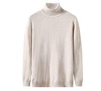 Mymyguoe Pull à col roulé pour homme - Couleur unie - Doux - Pull en tricot baggy douillet - Pull d'hiver chaud - Coupe droite - Manches longues, beige, L