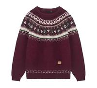 Mymyguoe Pull norvégien en tricot pour homme - Pull de Noël - Coupe ajustée - Pull norvégien classique - Pull en tricot épais - Motif rayé - Pull en laine Brynjudalur, rouge, XL
