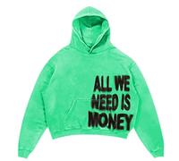 Mymyguoe Sweat à capuche pour homme Y2K Sweats à manches longues avec capuche Hip Hop Oversize Streetwear Style japonais Pull à capuche All We Need is Love Letter Print Hoody, vert clair, 3XL