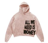 Mymyguoe Sweat à capuche pour homme Y2K Sweats à manches longues avec capuche Hip Hop Oversize Streetwear Style japonais Pull à capuche All We Need is Love Letter Print Hoody, kaki, L