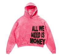Mymyguoe Sweat à capuche pour homme Y2K Sweats à manches longues avec capuche Hip Hop Oversize Streetwear Style japonais Pull à capuche All We Need is Love Letter Print Hoody, Rose, XXL