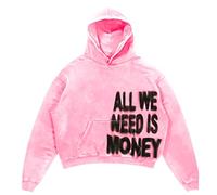 Mymyguoe Sweat à capuche pour homme Y2K Sweats à manches longues avec capuche Hip Hop Oversize Streetwear Style japonais Pull à capuche All We Need is Love Letter Print Hoody, rose clair, 3XL