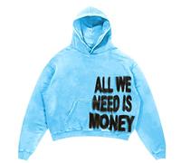 Mymyguoe Sweat à capuche pour homme Y2K Sweats à manches longues avec capuche Hip Hop Oversize Streetwear Style japonais Pull à capuche All We Need is Love Letter Print Hoody, bleu clair, S