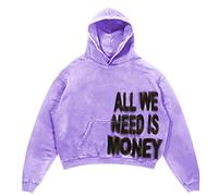 Mymyguoe Sweat à capuche pour homme Y2K Sweats à manches longues avec capuche Hip Hop Oversize Streetwear Style japonais Pull à capuche All We Need is Love Letter Print Hoody, violet/transparent, M