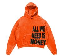 Mymyguoe Sweat à capuche pour homme Y2K Sweats à manches longues avec capuche Hip Hop Oversize Streetwear Style japonais Pull à capuche All We Need is Love Letter Print Hoody, Orange, XL