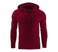 Mymyguoe Sweatshirt jacquard pour homme avec capuche - Manches longues - Pull de travail - Cordon de serrage - Sweat à capuche confortable - Vêtement décontracté - Gaufre - Coupe ajustée, Rouge