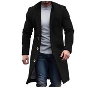 Mymyguoe Veste coupe-vent légère et longue pour homme - Col à revers - Parka en fourrure - Manteau avec poches - Veste de mi-saison - Veste de loisirs - Manteau d'hiver - Coupe ajustée - Élégant