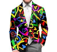 Mymyguoe Veste de costume arc-en-ciel LGBTQ pour homme - Multicolore - Imprimé zèbre - Veste de costume à un bouton - Blazer arc-en-ciel LGBTQ - Manteau de costume pour loisirs, fête, mariage, bal de