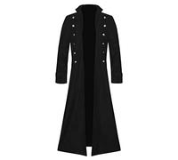 Mymyguoe Veste de frack gothique médiévale steampunk col haut manteau uniforme victorien costume médiéval pirate viking formel smoking trench coupe-vent, Noir , M