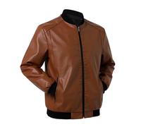 Mymyguoe Veste de moto en cuir pour homme - Avec fermeture éclair - Classique vintage - Veste d'aviateur Rockabilly Biker - Veste en cuir - Veste de loisirs Western Highway - Veste de rocker, Q1 jaune