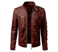 Mymyguoe Veste de moto en cuir pour homme - Avec fermeture éclair - Classique vintage - Veste d'aviateur Rockabilly Biker - Veste en cuir - Veste de loisirs Western Highway - Veste de rocker, S03