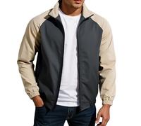 Mymyguoe Veste demi-saison bicolore pour homme - Veste de sport légère - Coupe ajustée - Veste d'hiver fonctionnelle - Respirante - Veste d'aviateur - Col montant - Veste bomber - Veste demi-saison