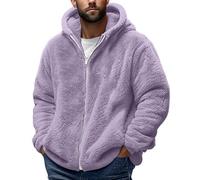 Mymyguoe Veste en peluche pour homme - Avec capuche - Fermeture éclair intégrale - Veste chaude - Manteau d'hiver avec doublure en peluche - Veste d'hiver tendance - Bloc de couleurs - Manteau en